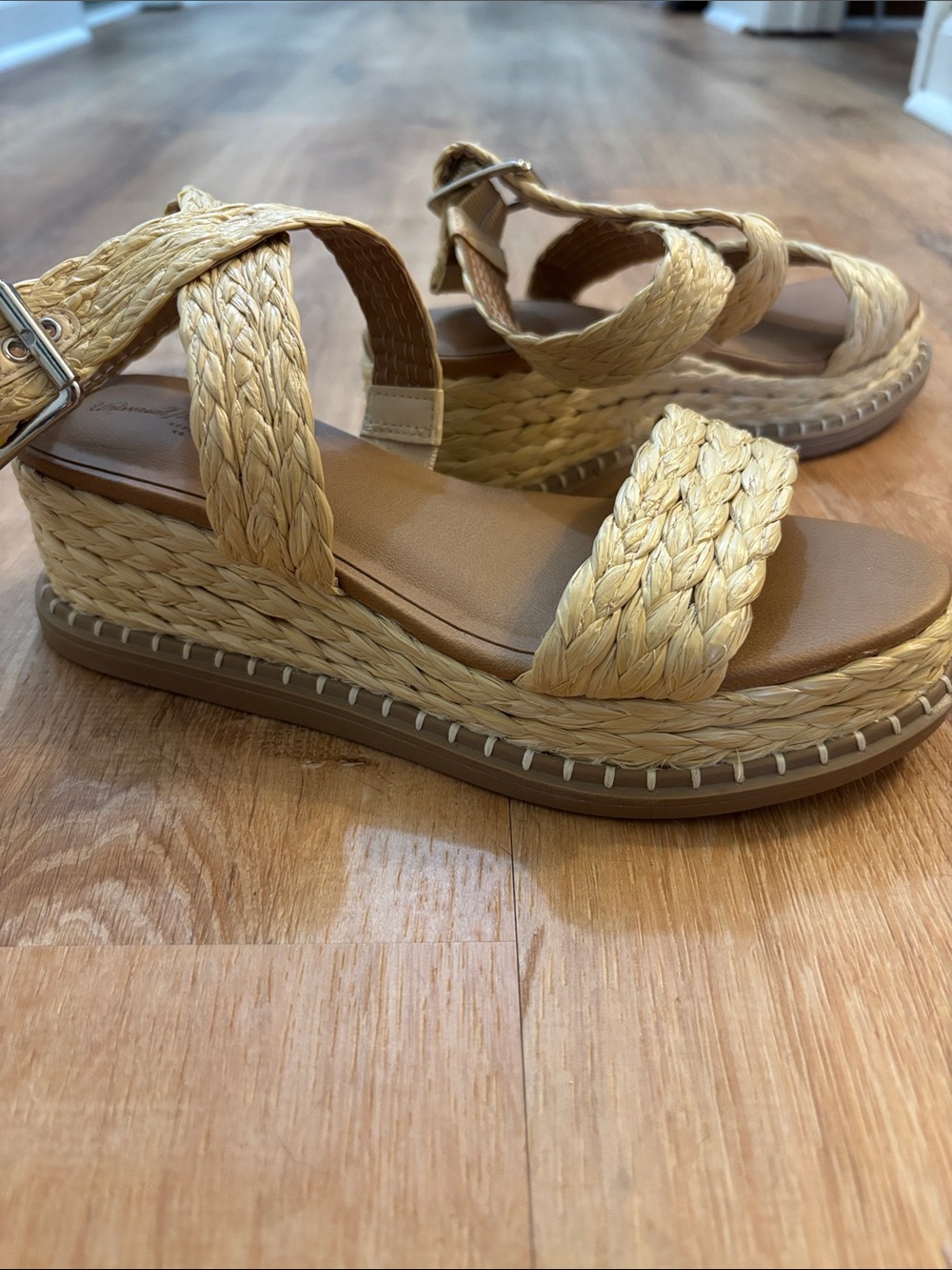 Woven Rattan Espadrille Platform Sandals